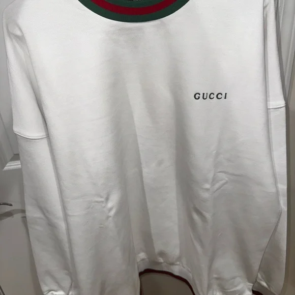 Gucci White Cotton Piqué Sweatshirt